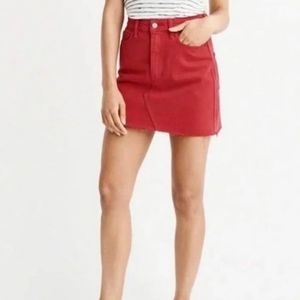 Abercrombie & Fitch Red Demin Cutoff Mini Zoe Natural Rise Vintage A-Line Skirt